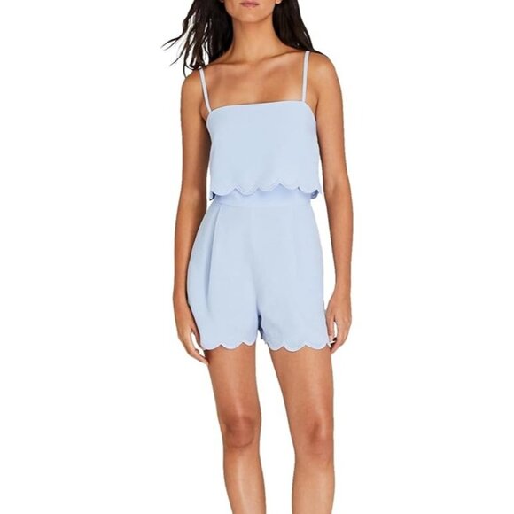 Club Monaco Overlay Romper Short Scalloped Hem Light Blue Size 14 NEW - Picture 6 of 7